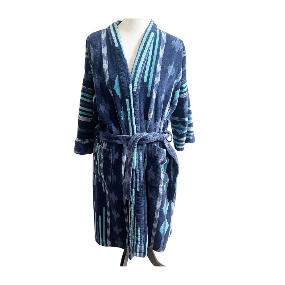Vintage 80s 90s Sears Roebuck HEAVY Terry Cloth Robe One Size Southwest Aztec